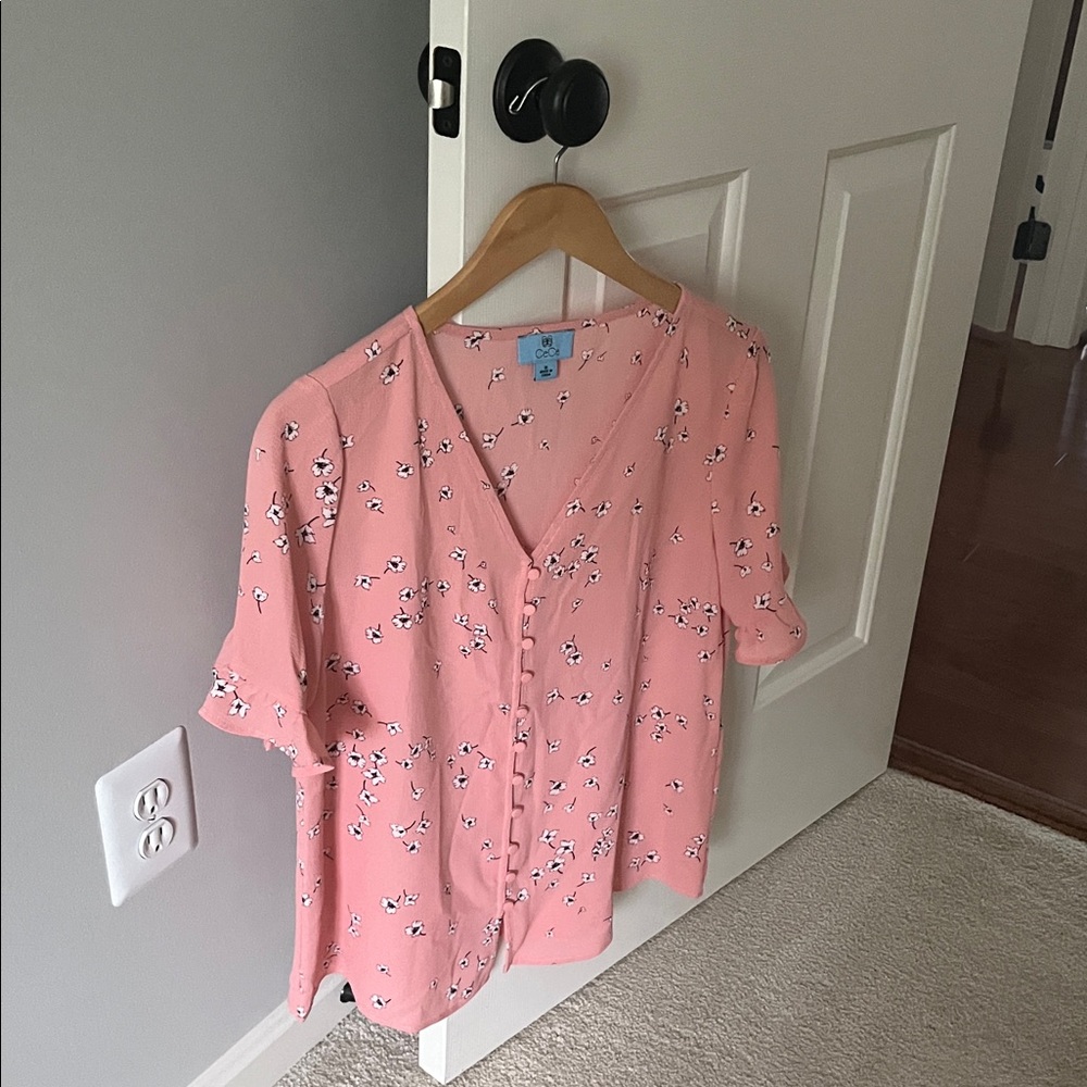 CeCe Pink Floral Top